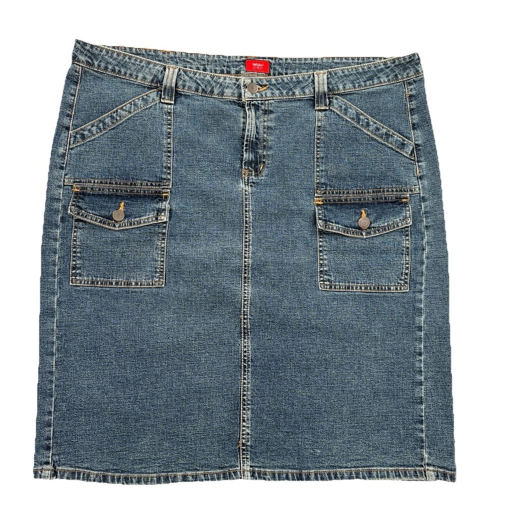 Mossimo Denim Skirt 22 Denim Cargo Pocket Blue Stretch Y2K Style Utility